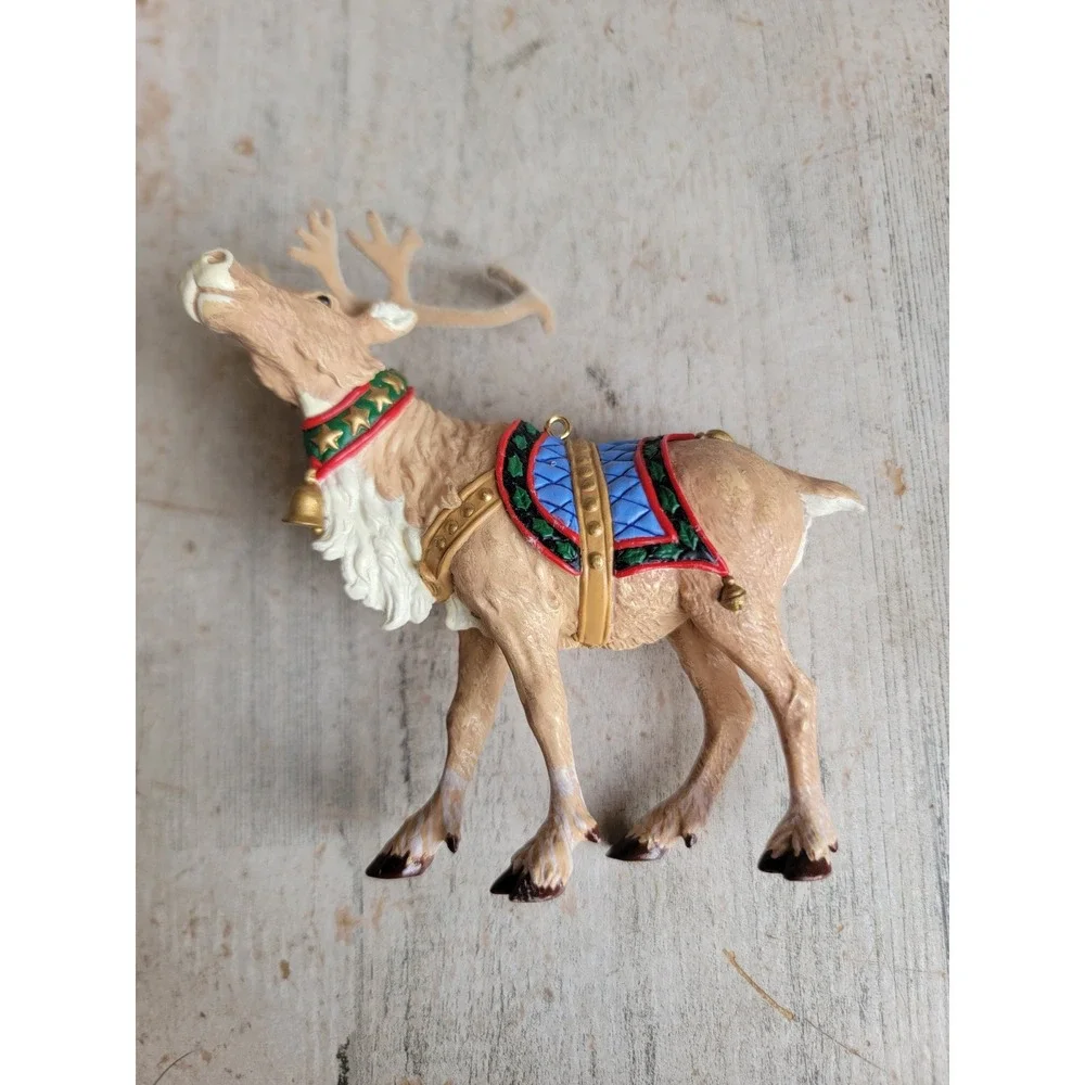 Hallmark ready reindeer vintage ornament Xmas Santa Claus home